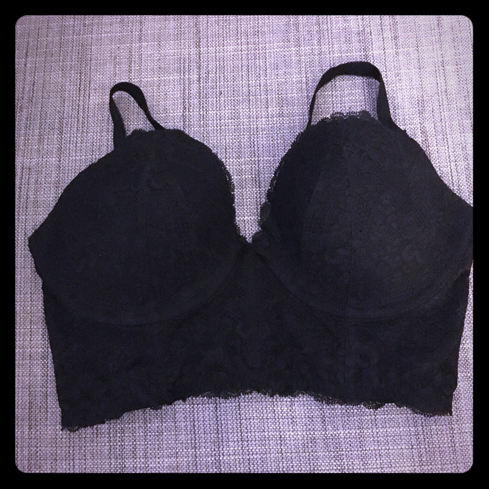 Victoria’s Secret Angels long black lace bra
